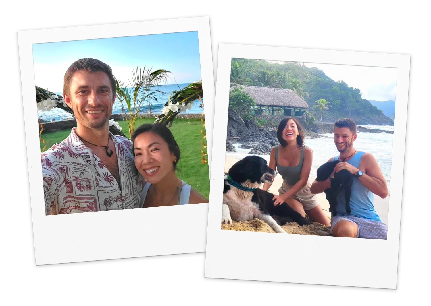 Polaroid-style photos capturing joyful moments of guests at Brisa Bahía.