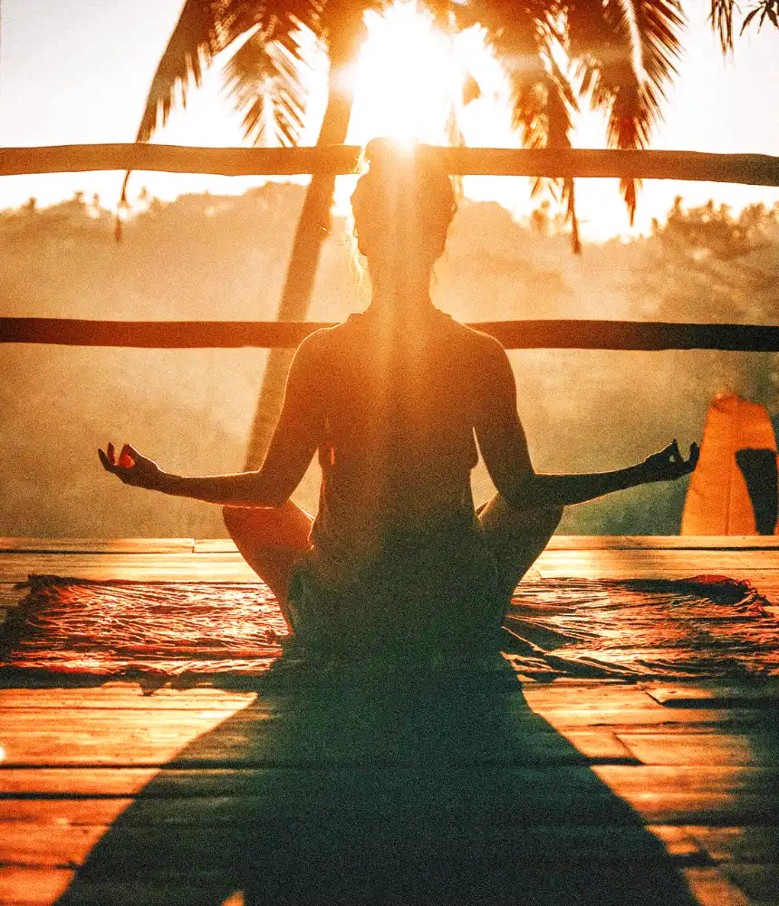 Meditation at sunset